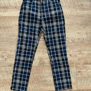 John Galt Plaid Blue and Black Pants